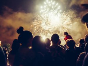 Crowd,Watching,Fireworks,And,Celebrating